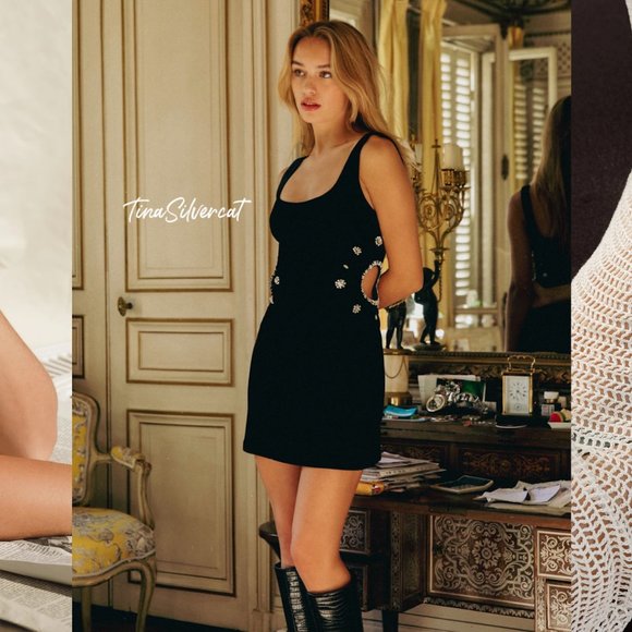 BLOGGER'S FAVE! Zara Jewel Trim Velvet Mini Dress Black NWT - Picture 13 of 17